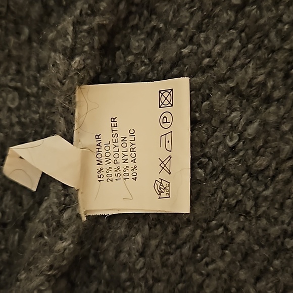 VTG FORLA PARIS 1990s Wool Fur Trim Rosette Longline Sweater Cardigan - Picture 13 of 14